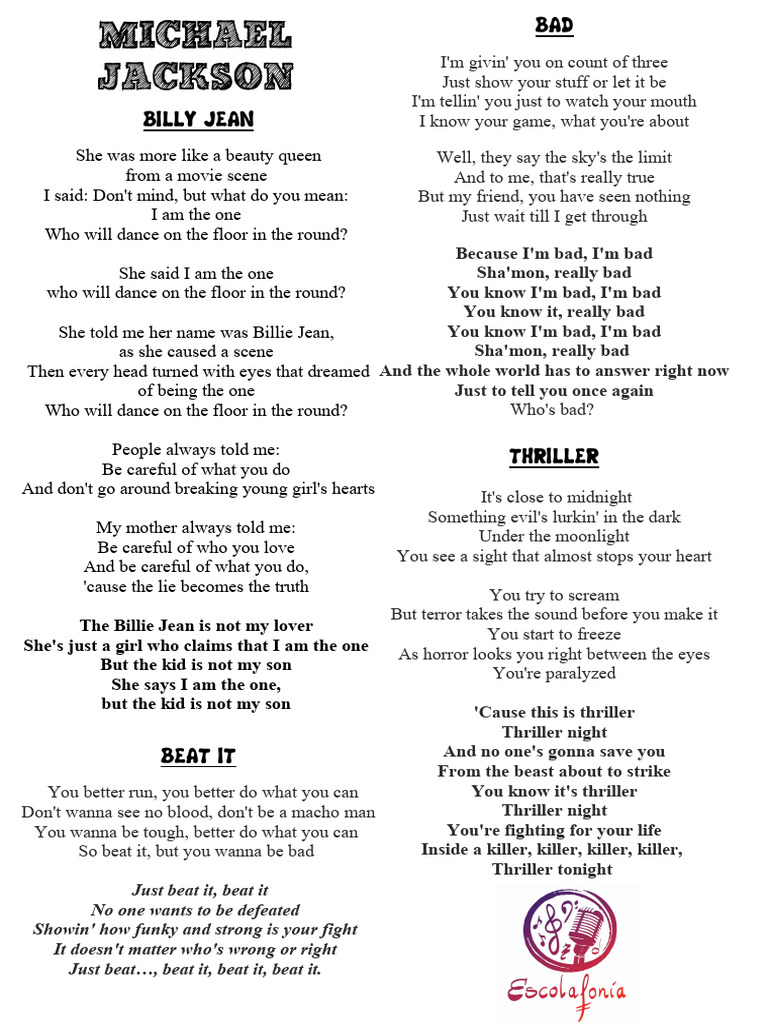 Michael Jackson's Iconic Lyrics | PDF