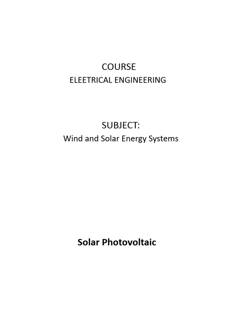 Solar Energy Systems: PV Technologies Explained | PDF