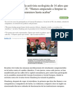 Greta Thunberg, La Activista Ecologista de 16 Años Que Se Planta Ante La UE - Hemos Empezado A Limpiar Su Estropicio y No Pararemos Hasta Acabar