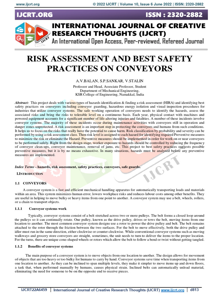 1.conveyors Risk Assessment PDF
