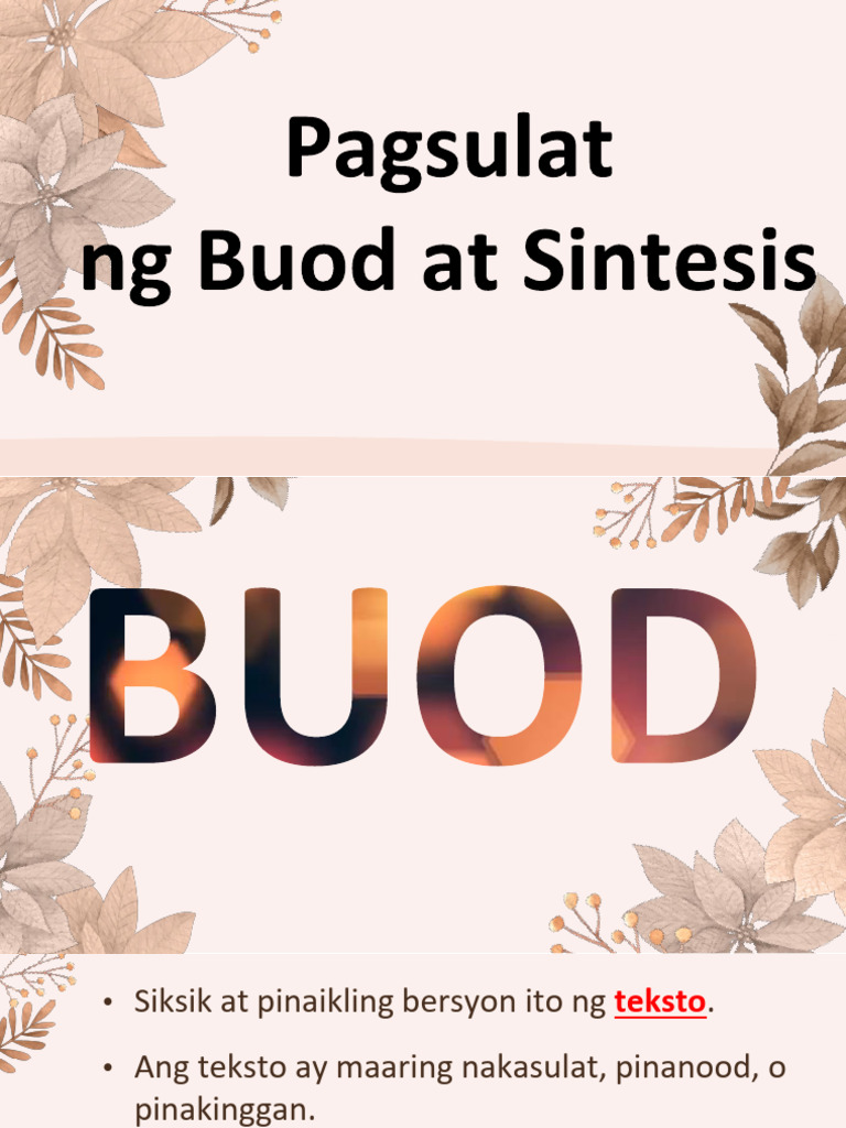 M4.Pagsulat NG Buod at Sintesis SC | PDF