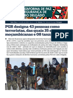 PGR Designa 43 Pessoas Como Terroristas Das Quais 35 Sao Mocambicanas e 08 Tanzanianas