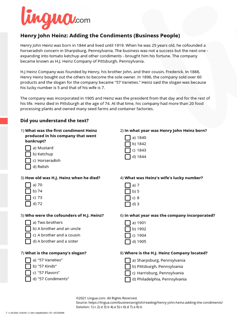 Henry John Heinz | PDF | Heinz | Food Ingredients