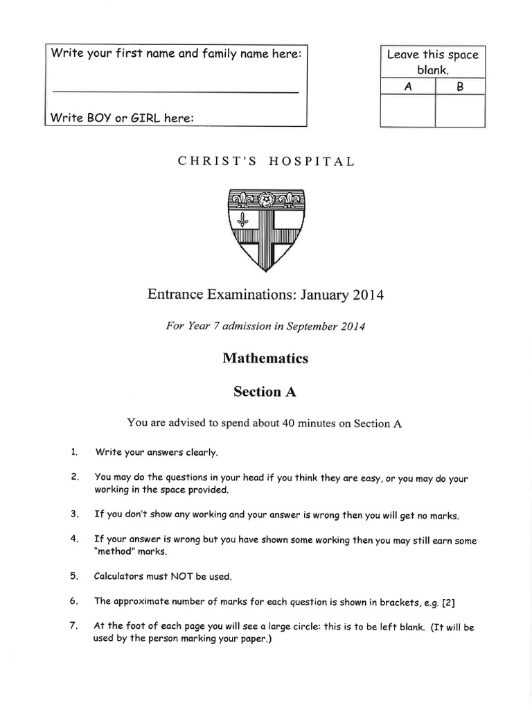 Residential assessment year 7 maths pdf