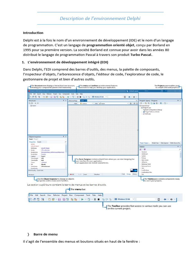 Guide de l'environnement Delphi IDE | PDF | Environnement de ...