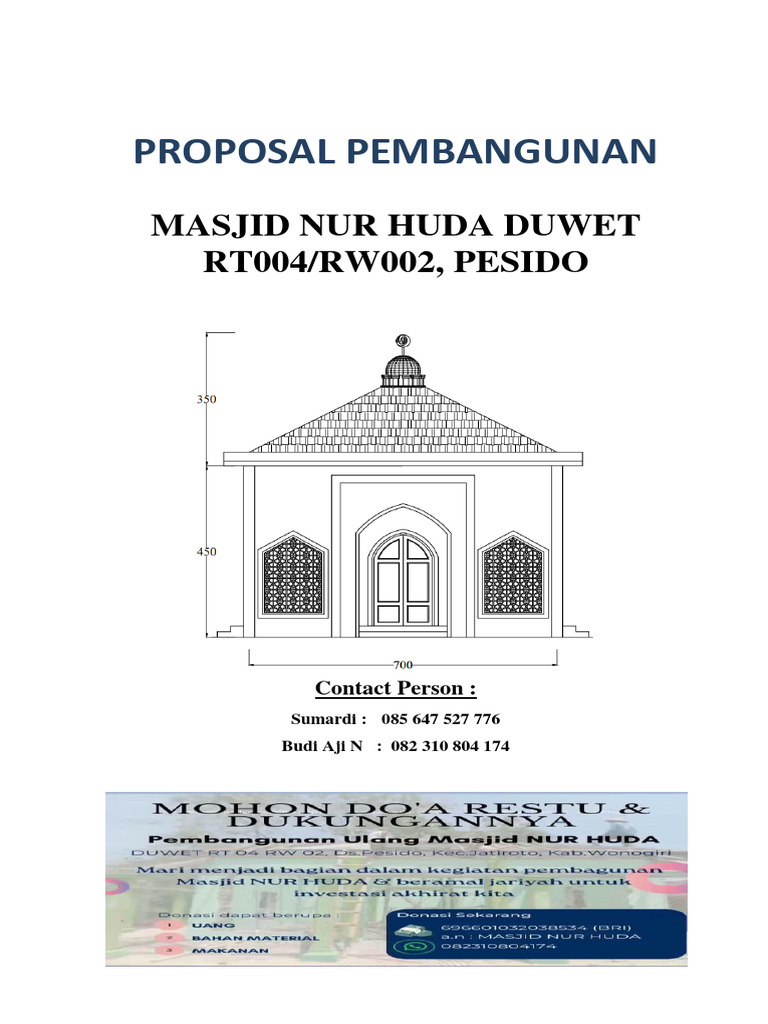 Proposal Pembangunan Masjid Nur Huda | PDF | Perjalanan