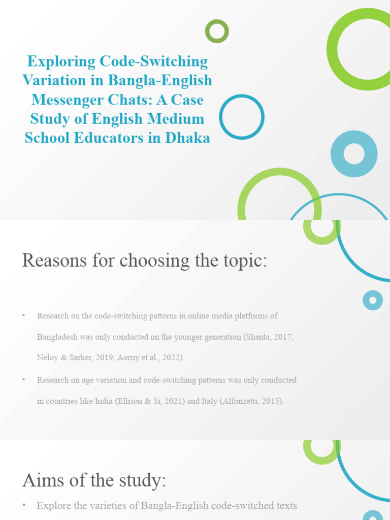 Exploring Code-Switching Variation in Bangla-English Messenger Chats: A ...