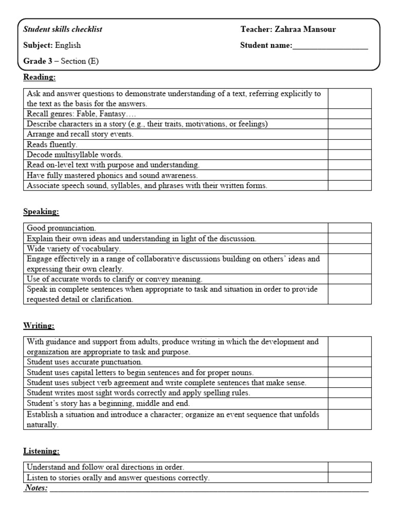 Skill Evaluation PDF