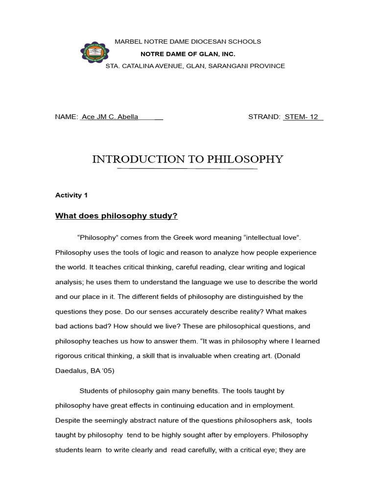 Introduction To Philosophy What Does Philosophy Study? PDF