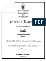 Certificate of Recognition