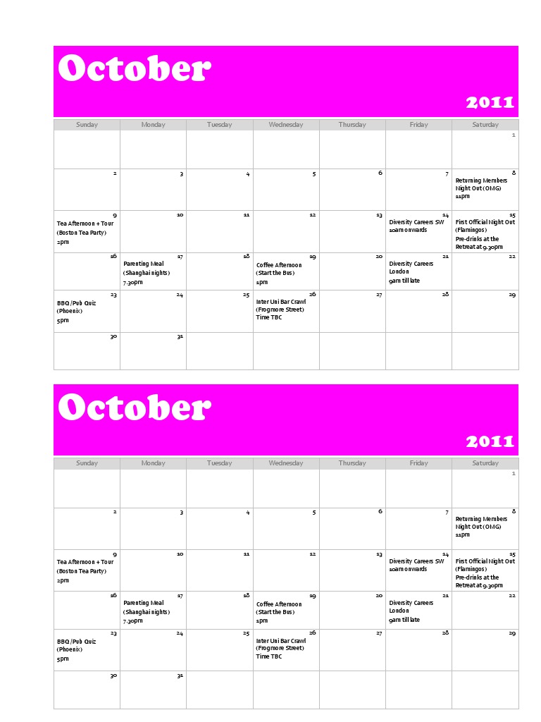October 2011 Events Calendar | PDF | Social Science | Art