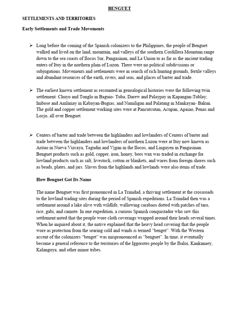 Benguet Summary | PDF