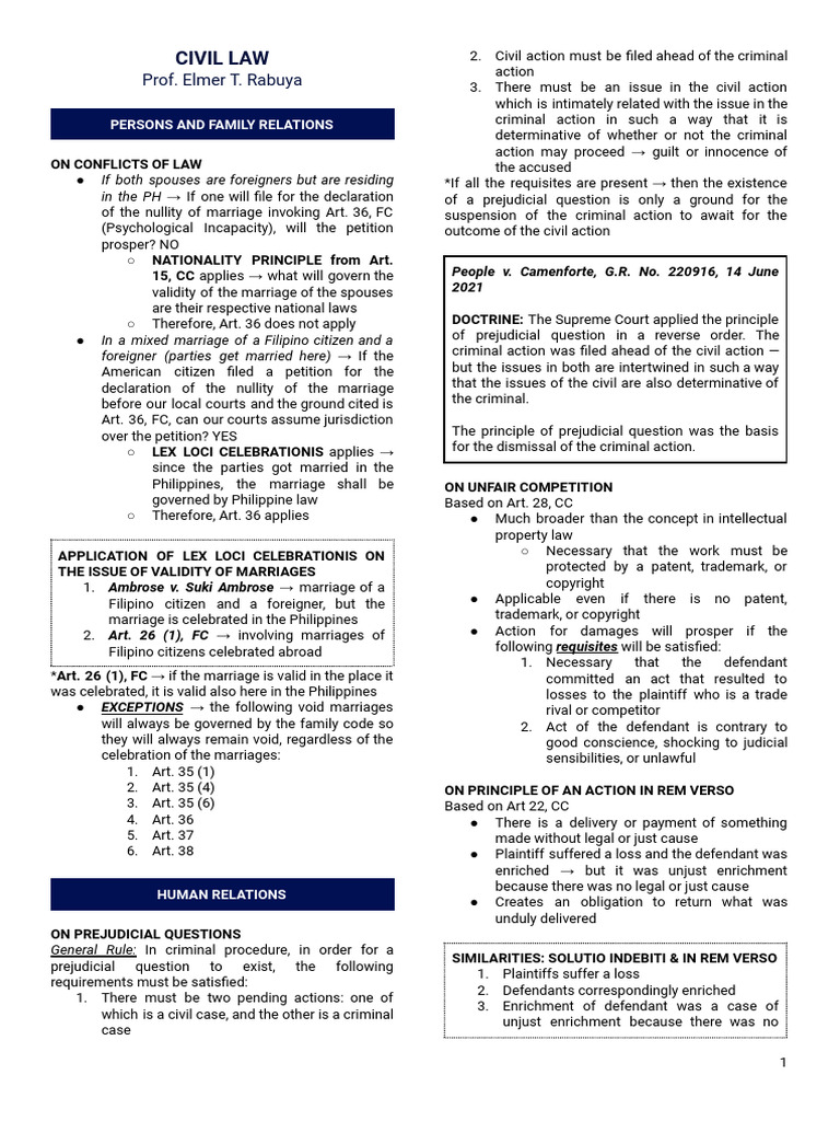 Rabuya on Persons and Family Relations | PDF | Law