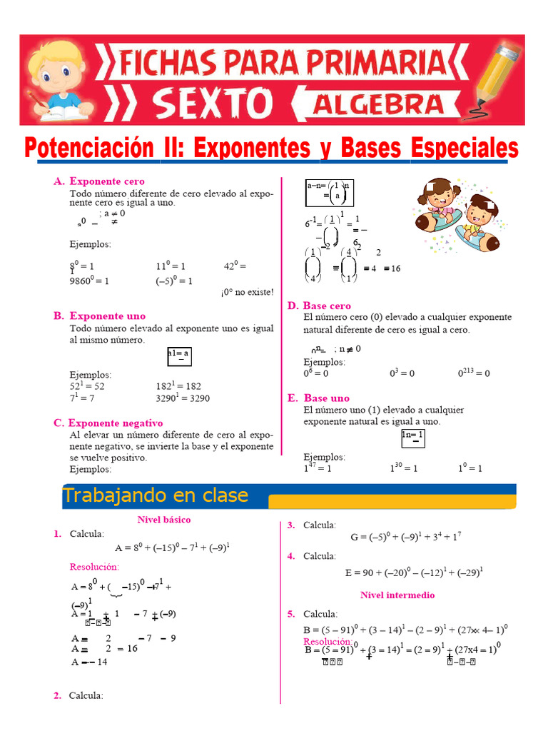 Leyes De Exponentes Para Sexto Grado De Primaria – EXXDHH
