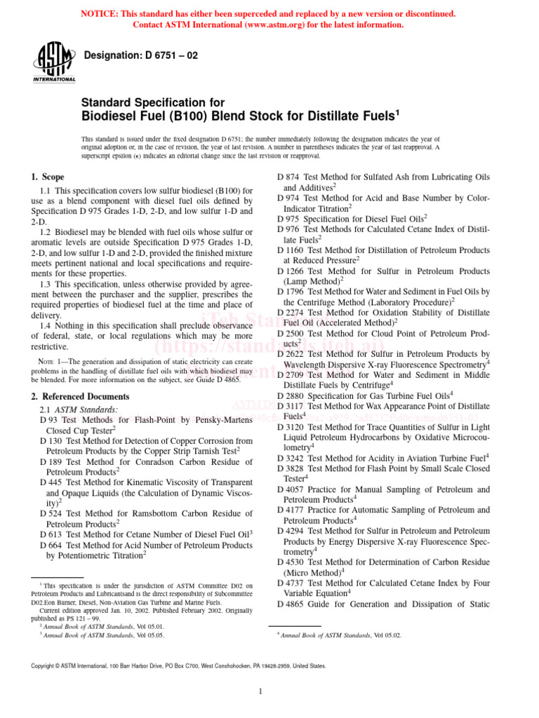 Astm D6751 02 | PDF