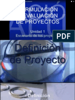 (1.1) Formulación y Evaluación de Proyectos, Escenario de Los Proyectos