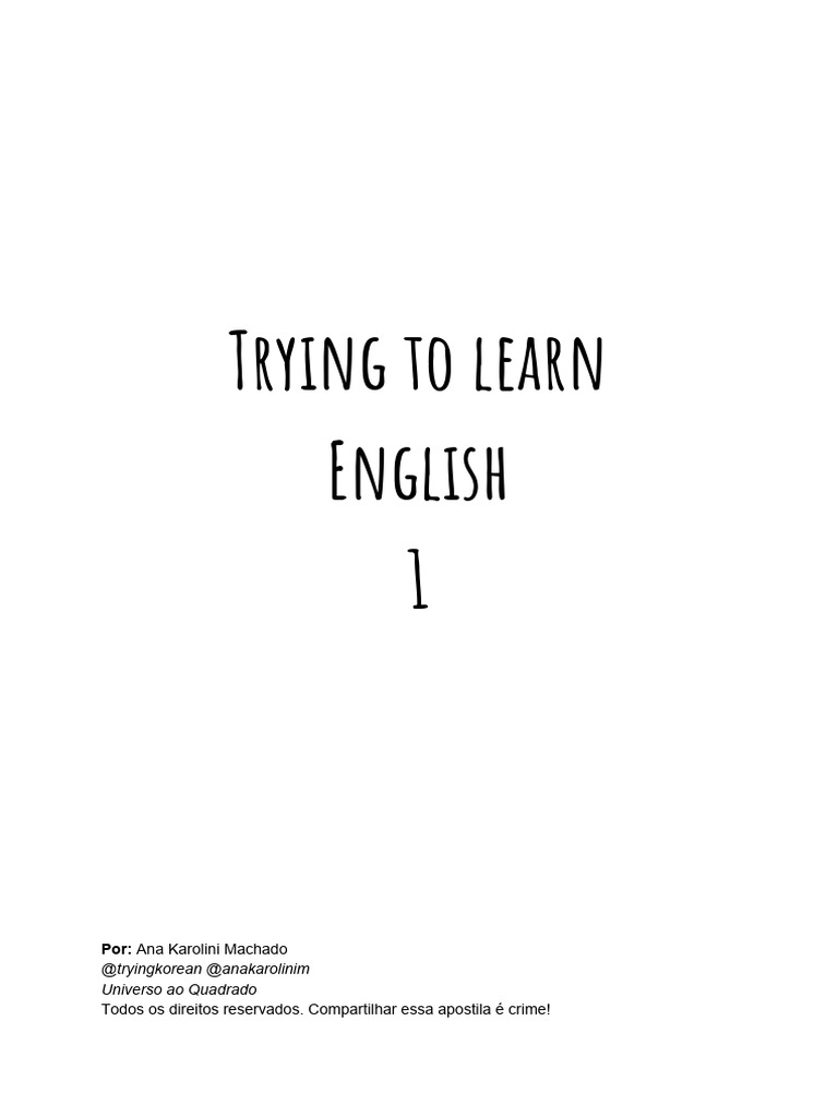 Trying To Learn English by Ana Karolini M | PDF