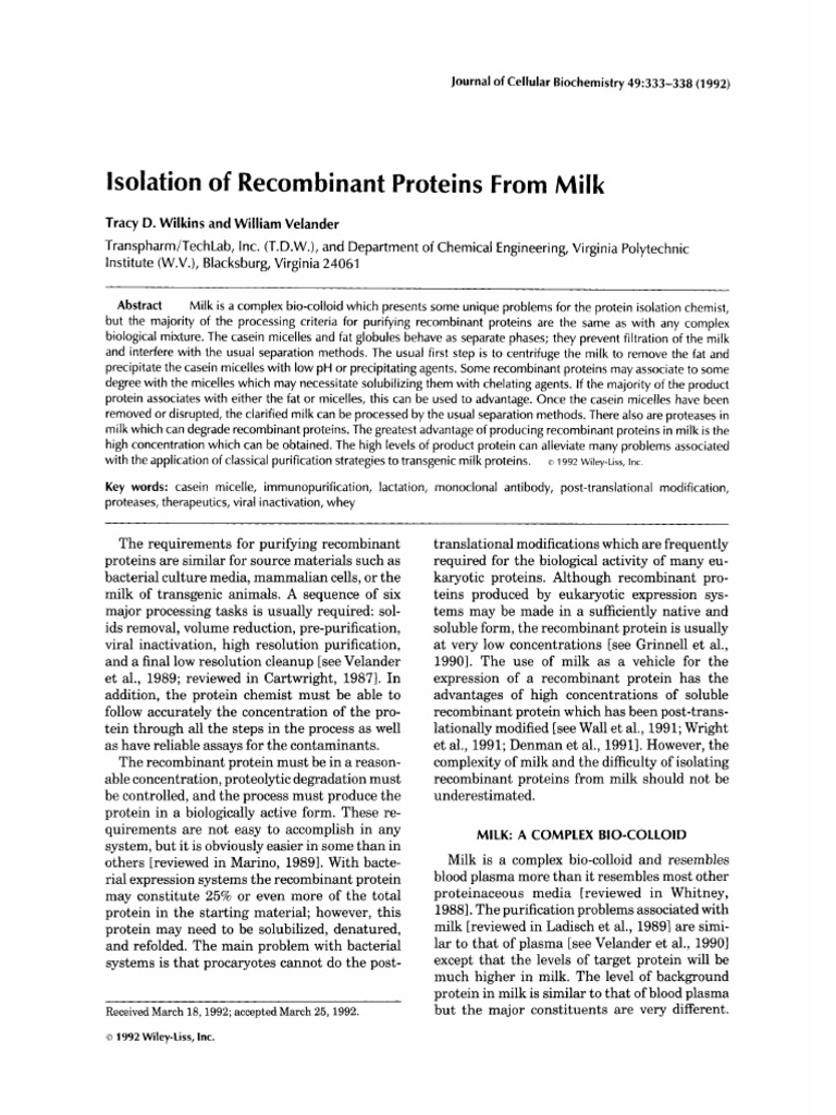 Isolation of Proteins From M PDF