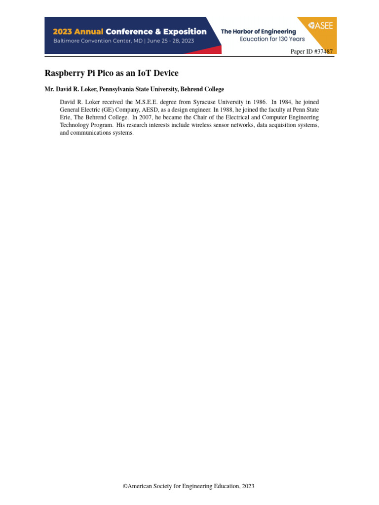 Raspberry Pi Pico As An Iot Device | PDF | Computers | Technology ...