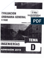 Examen de Admisión Ordinario UNSA 2019 Fase II - Ingenierías