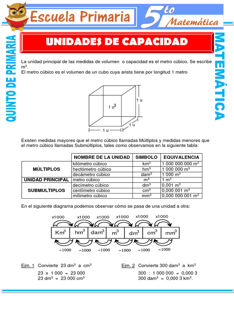 Unidades de Capacidad para Quinto de Primaria | PDF