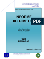 3er Informe Trimestre POA 3 Año 2009 - Unidad de Gestion Nacional PREVDA - Honduras