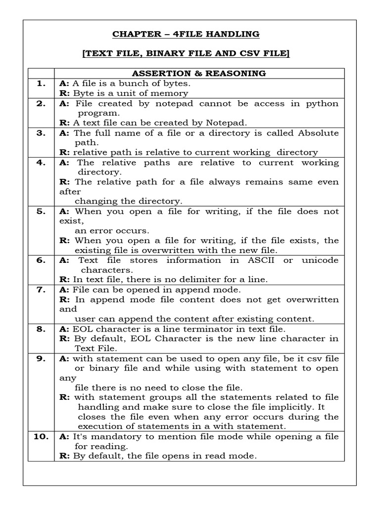 CH 4 File Handling Material For Board Exam PDF