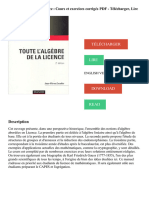 Toute L'algèbre de La Licence Cours Et Exercices Corrigés PDF - Télécharger, Lire