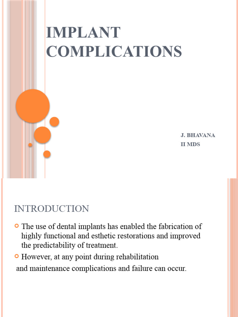 Dental Implant Complications Overview | PDF
