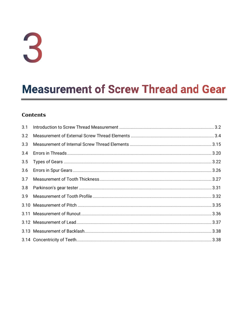 Measurement of Screw Thread and Gear | PDF