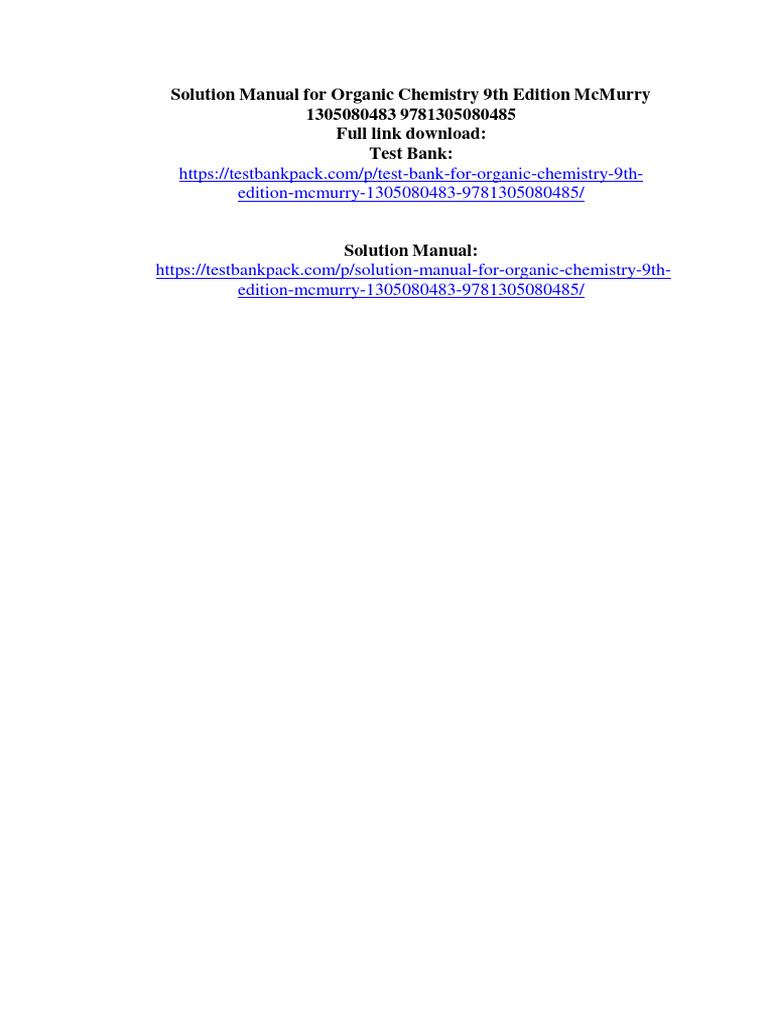McMurry Organic Chemistry 9th Solutions | PDF | Science & Mathematics