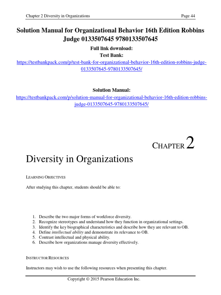 Solution Manual For Organizational Behavior 16th Edition Robbins Judge ...