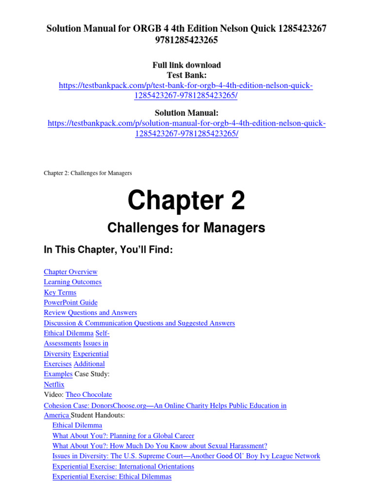 Solution Manual For ORGB 4 4th Edition Nelson Quick 1285423267 ...