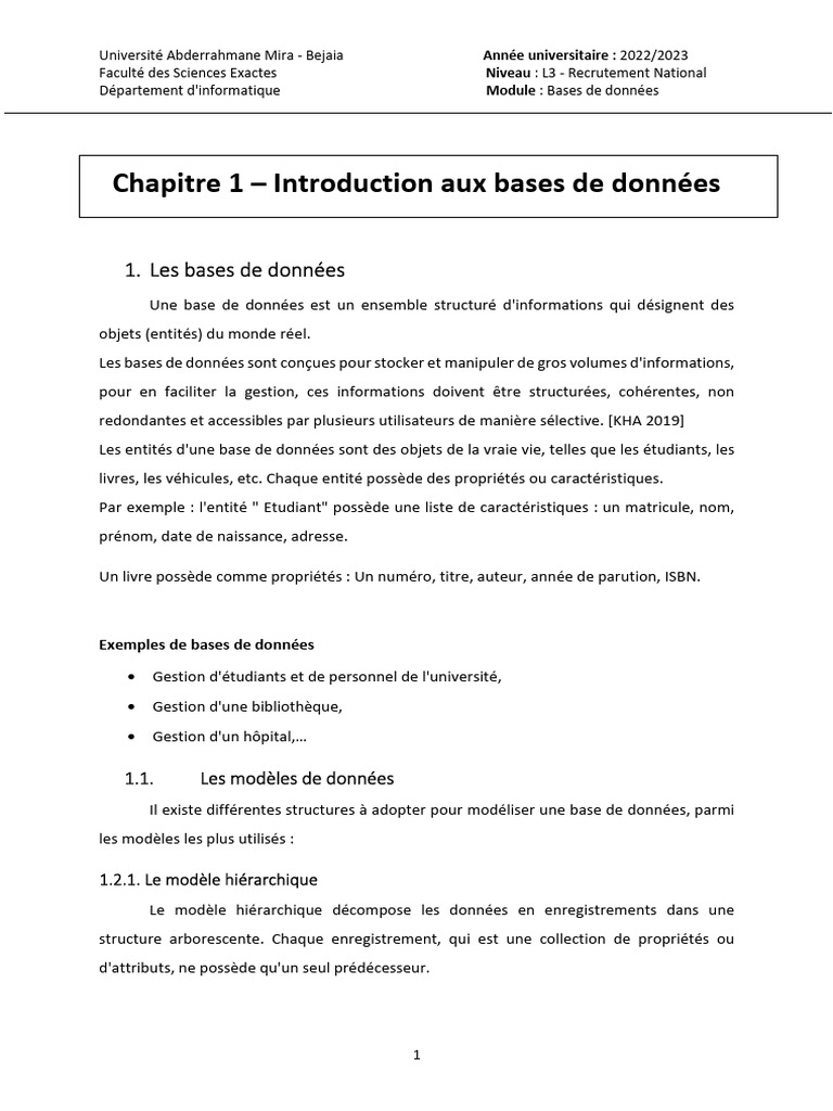 Introduction aux bases de données L3 | PDF | Art | Ordinateurs