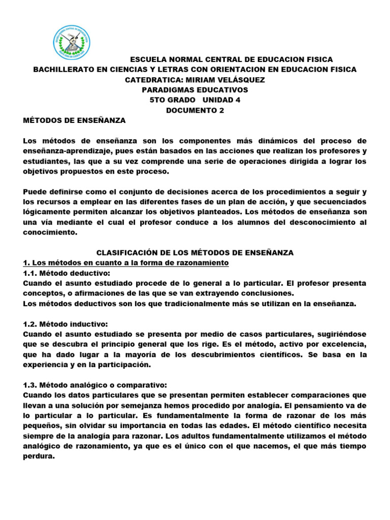 Metodos de Enseñanza Uni 4 Año 23 | PDF | Crecimiento personal y ...