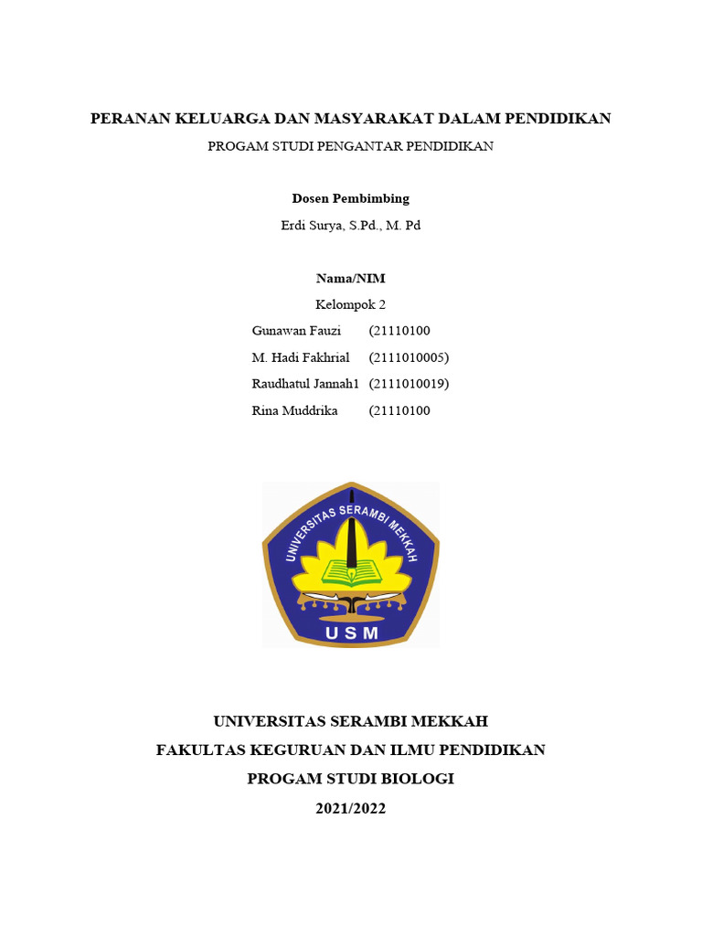 Peran Keluarga dan Masyarakat dalam Pendidikan | PDF