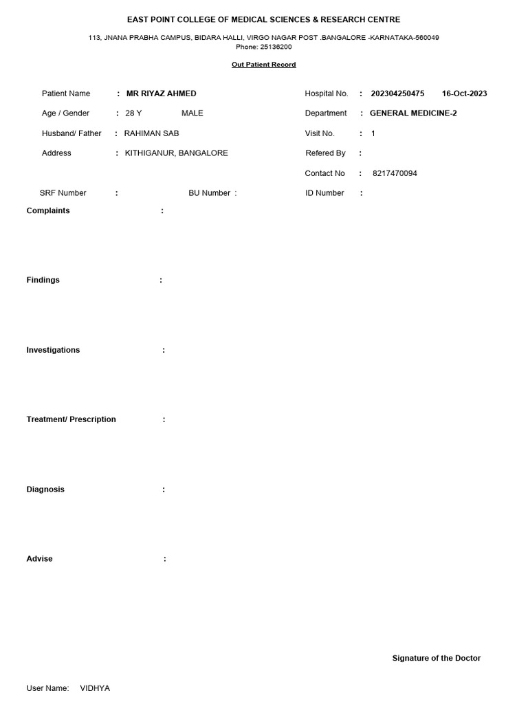 New East Point Medical Prescription Template | PDF | Science & Mathematics