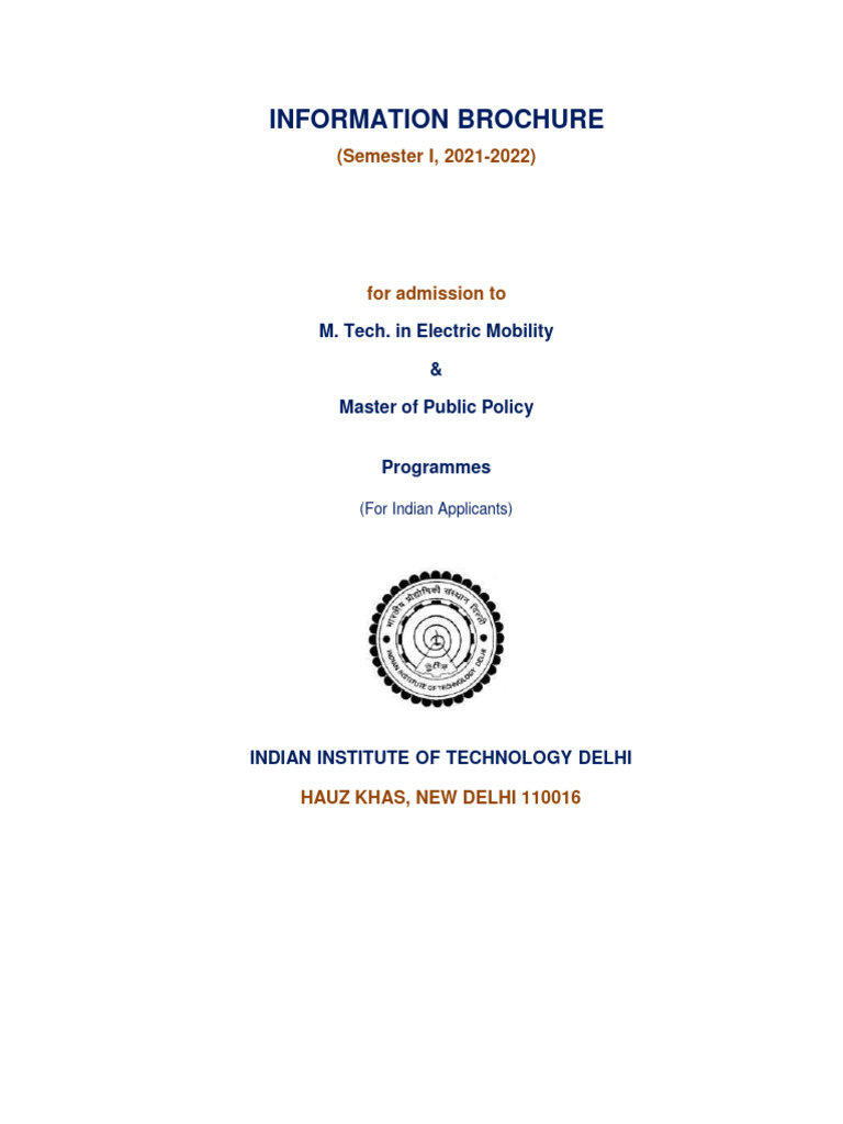 IIT Delhi M.Tech & MPP Admission Guide | PDF | Academic Degree | Master ...
