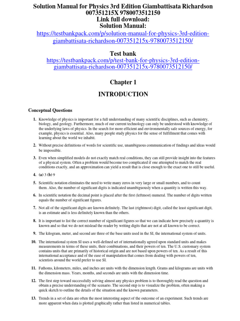 Physics 3rd Ed Solution Manual | PDF | Teaching Methods & Materials