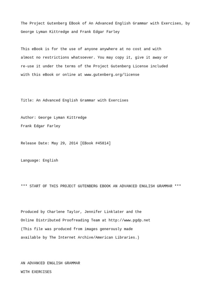 An Advanced English Grammar With Exercises | PDF | Part Of Speech | Verb