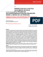Desafíos y Perspectivas en La Política Pública de Salud Mental en Chile Comprender El Proceso de S-A-p-A Desde La Mirada de Las Personas - Rev Intervencion