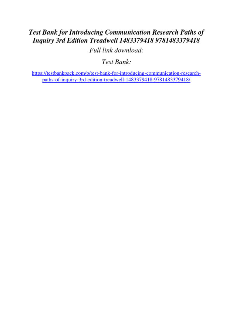 Test Bank for Communication Research | PDF | Home & Garden