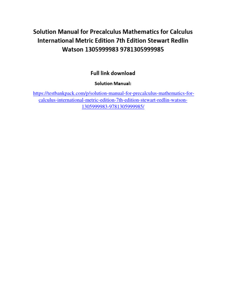 Precalculus Mathematics For Calculus 7th Edition Answers