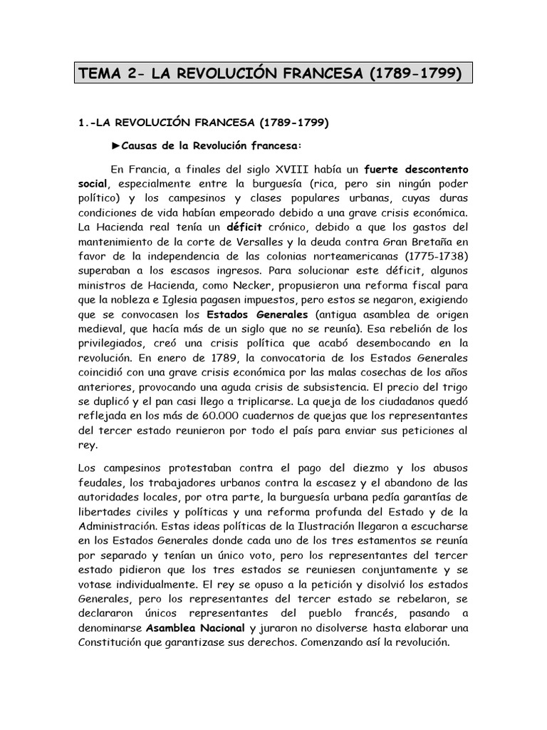 Resumen de la Revolución Francesa | PDF | Viajes y turismo | Historia