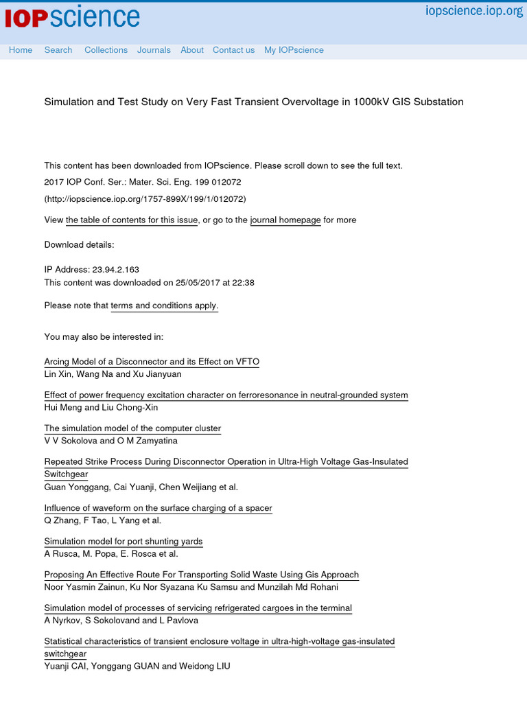 Simulation and Test Study On Very Fast Transient O | PDF