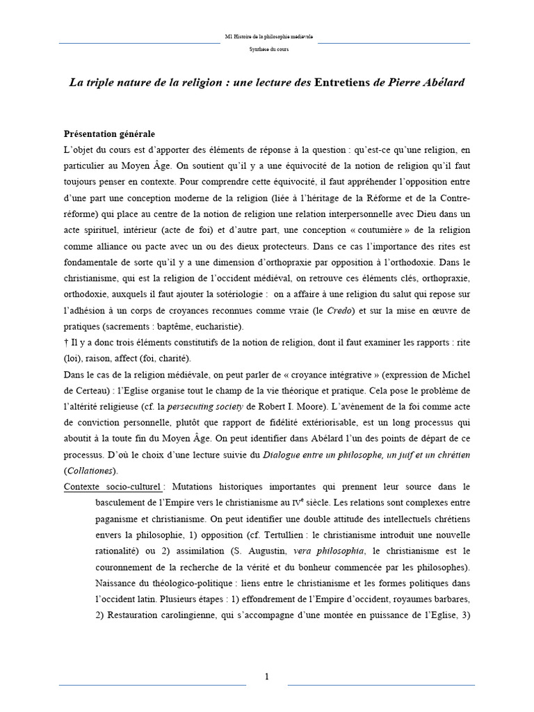 Religion et philosophie chez Abélard | PDF