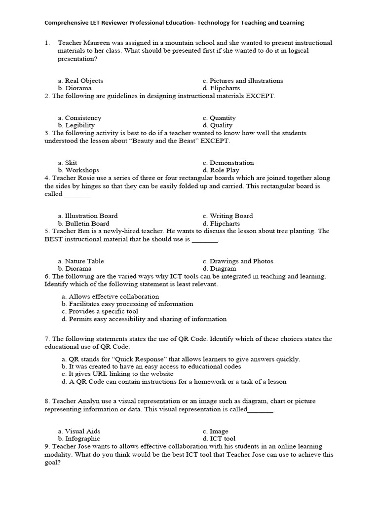 LET Reviewer: Tech in Education | PDF