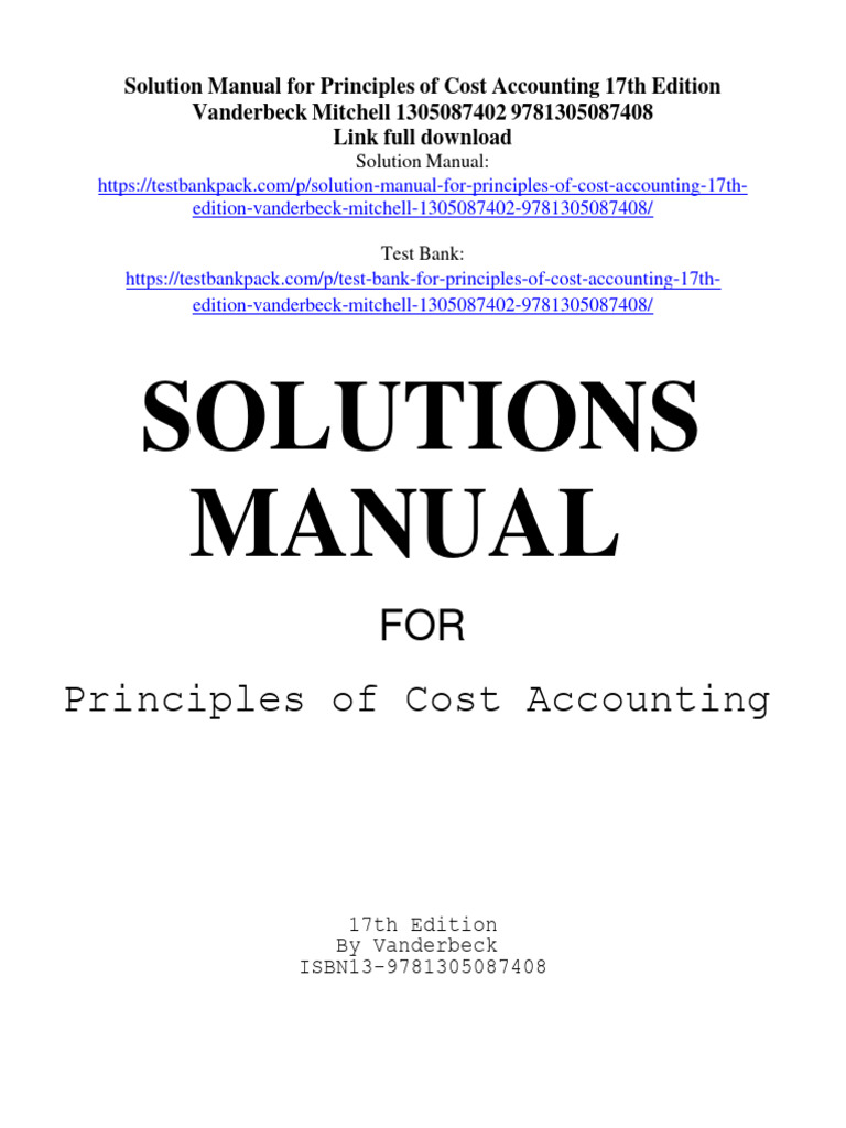 Cost Accounting 17th Edition Solutions Manual | PDF | Inventory ...