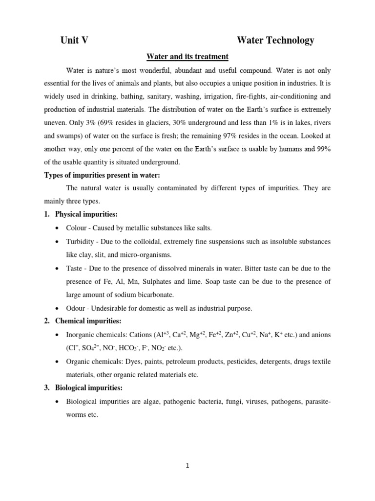 Unit 5 Water Technology PDF