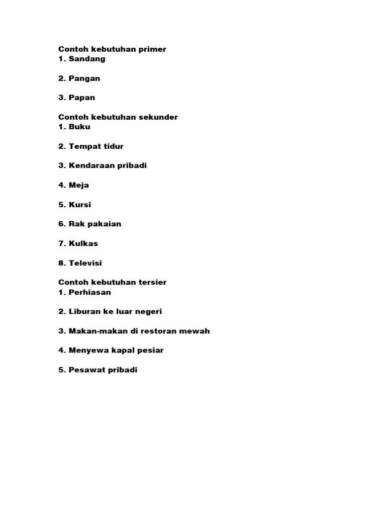 Contoh Kebutuhan Primer PDF